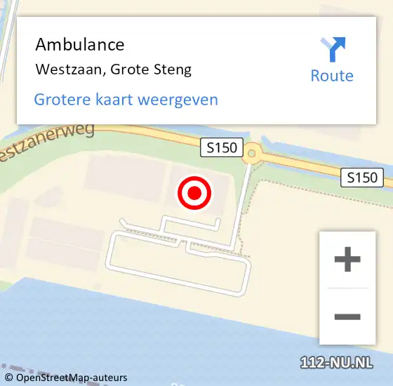 Locatie op kaart van de 112 melding: Ambulance Westzaan, Grote Steng op 21 januari 2024 04:33