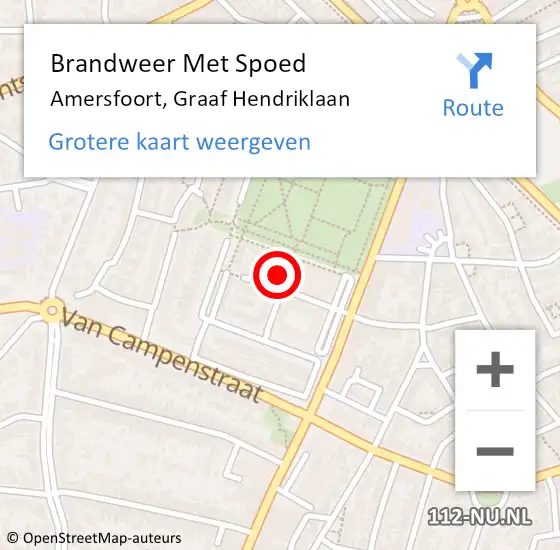 Locatie op kaart van de 112 melding: Brandweer Met Spoed Naar Amersfoort, Graaf Hendriklaan op 21 januari 2024 04:37