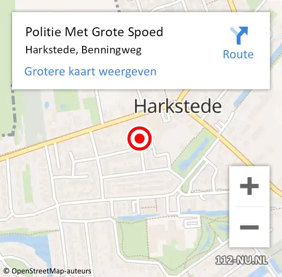 Locatie op kaart van de 112 melding: Politie Met Grote Spoed Naar Harkstede, Benningweg op 21 januari 2024 04:38