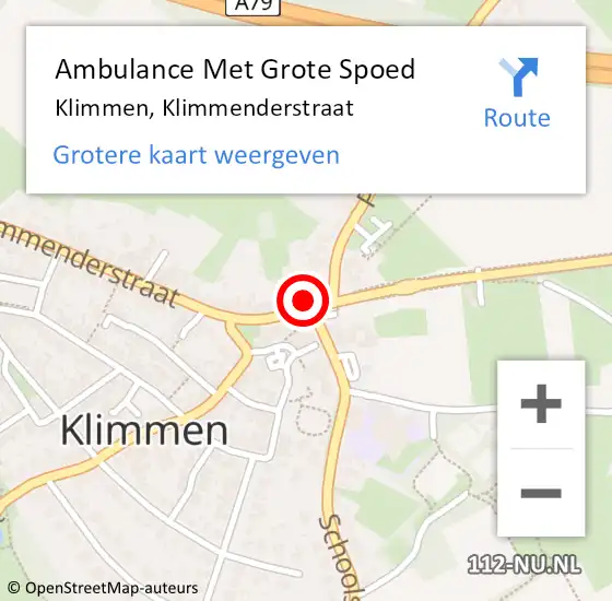 Locatie op kaart van de 112 melding: Ambulance Met Grote Spoed Naar Klimmen, Klimmenderstraat op 22 september 2014 21:46