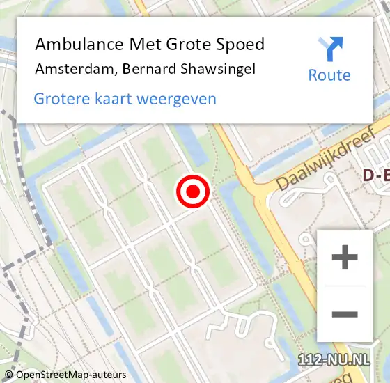 Locatie op kaart van de 112 melding: Ambulance Met Grote Spoed Naar Amsterdam, Bernard Shawsingel op 21 januari 2024 05:22