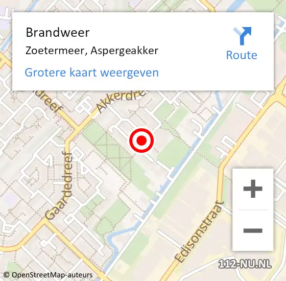 Locatie op kaart van de 112 melding: Brandweer Zoetermeer, Aspergeakker op 21 januari 2024 05:24