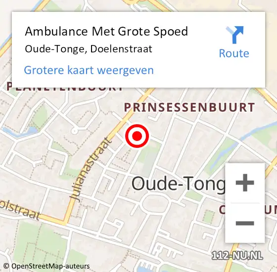 Locatie op kaart van de 112 melding: Ambulance Met Grote Spoed Naar Oude-Tonge, Doelenstraat op 21 januari 2024 05:25