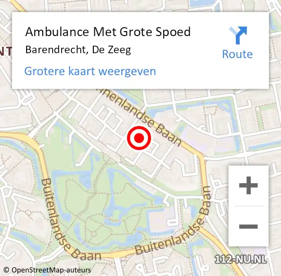 Locatie op kaart van de 112 melding: Ambulance Met Grote Spoed Naar Barendrecht, De Zeeg op 21 januari 2024 06:03