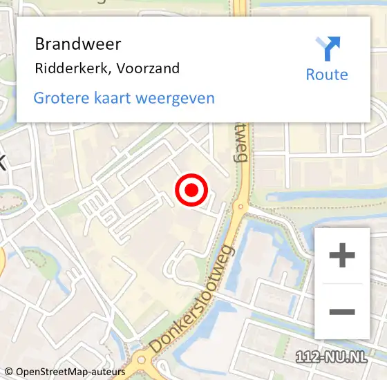 Locatie op kaart van de 112 melding: Brandweer Ridderkerk, Voorzand op 21 januari 2024 08:04