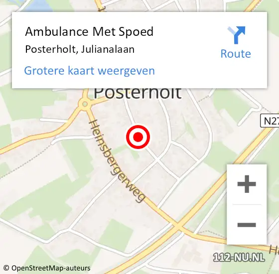 Locatie op kaart van de 112 melding: Ambulance Met Spoed Naar Posterholt, Julianalaan op 21 januari 2024 08:24