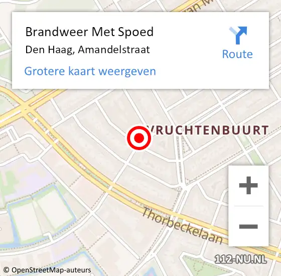 Locatie op kaart van de 112 melding: Brandweer Met Spoed Naar Den Haag, Amandelstraat op 21 januari 2024 08:41