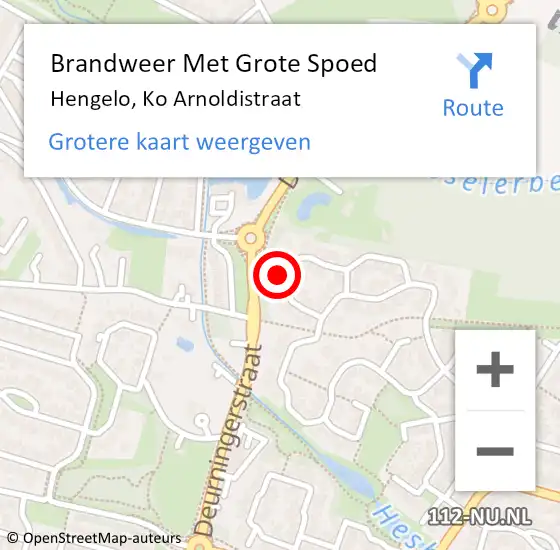 Locatie op kaart van de 112 melding: Brandweer Met Grote Spoed Naar Hengelo, Ko Arnoldistraat op 22 september 2014 22:07