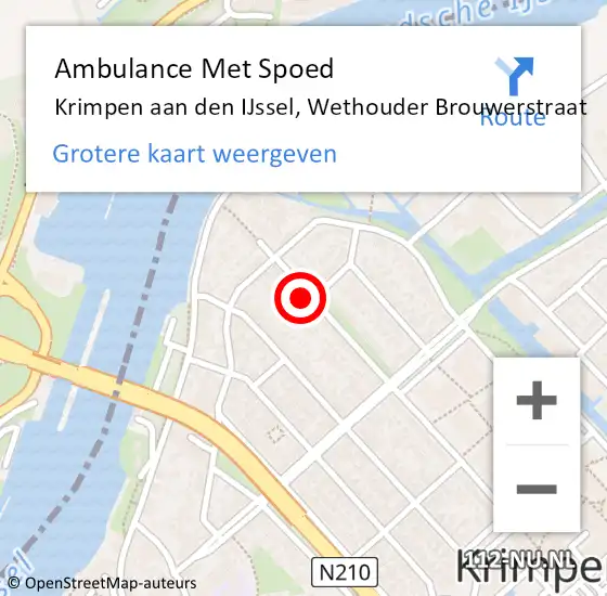 Locatie op kaart van de 112 melding: Ambulance Met Spoed Naar Krimpen aan den IJssel, Wethouder Brouwerstraat op 21 januari 2024 08:51