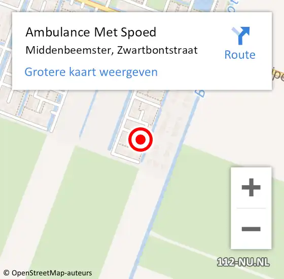 Locatie op kaart van de 112 melding: Ambulance Met Spoed Naar Middenbeemster, Zwartbontstraat op 21 januari 2024 08:52