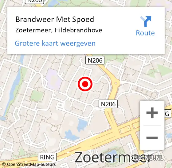 Locatie op kaart van de 112 melding: Brandweer Met Spoed Naar Zoetermeer, Hildebrandhove op 21 januari 2024 09:16