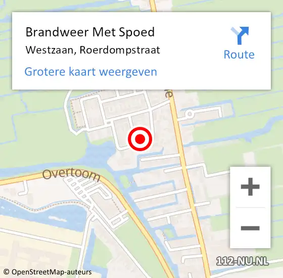 Locatie op kaart van de 112 melding: Brandweer Met Spoed Naar Westzaan, Roerdompstraat op 21 januari 2024 09:27