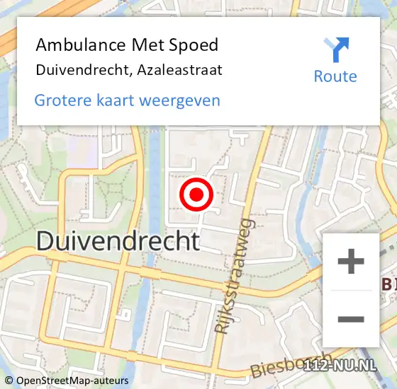 Locatie op kaart van de 112 melding: Ambulance Met Spoed Naar Duivendrecht, Azaleastraat op 21 januari 2024 09:30