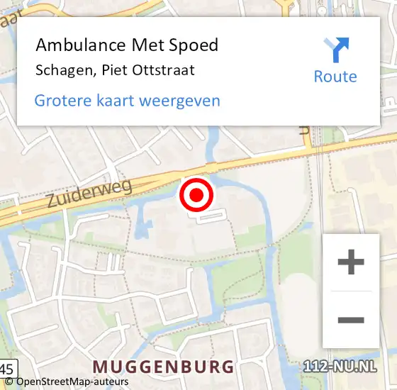 Locatie op kaart van de 112 melding: Ambulance Met Spoed Naar Schagen, Piet Ottstraat op 21 januari 2024 09:31