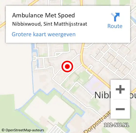 Locatie op kaart van de 112 melding: Ambulance Met Spoed Naar Nibbixwoud, Sint Matthijsstraat op 21 januari 2024 09:47