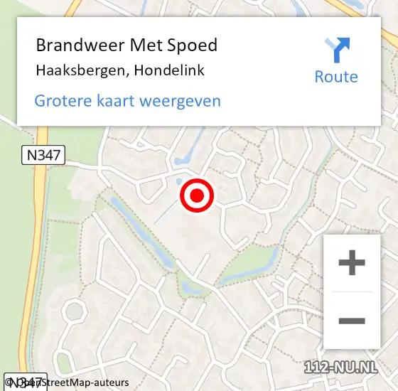 Locatie op kaart van de 112 melding: Brandweer Met Spoed Naar Haaksbergen, Hondelink op 21 januari 2024 09:49