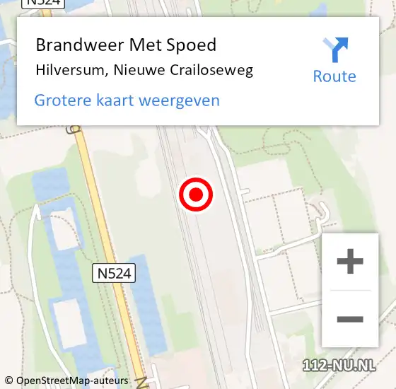 Locatie op kaart van de 112 melding: Brandweer Met Spoed Naar Hilversum, Nieuwe Crailoseweg op 21 januari 2024 09:55