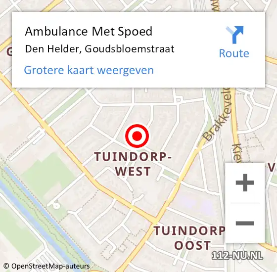 Locatie op kaart van de 112 melding: Ambulance Met Spoed Naar Den Helder, Goudsbloemstraat op 21 januari 2024 10:01