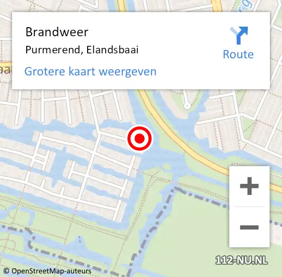 Locatie op kaart van de 112 melding: Brandweer Purmerend, Elandsbaai op 21 januari 2024 10:38