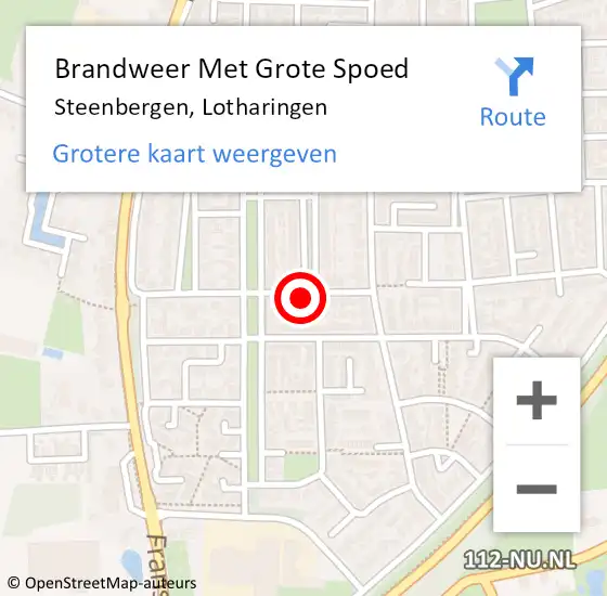 Locatie op kaart van de 112 melding: Brandweer Met Grote Spoed Naar Steenbergen, Lotharingen op 21 januari 2024 10:39