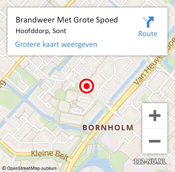 Locatie op kaart van de 112 melding: Brandweer Met Grote Spoed Naar Hoofddorp, Sont op 21 januari 2024 10:40