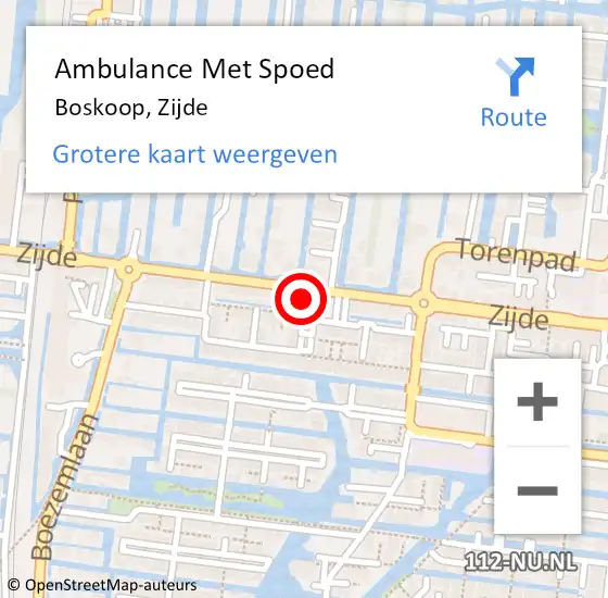 Locatie op kaart van de 112 melding: Ambulance Met Spoed Naar Boskoop, Zijde op 21 januari 2024 10:48