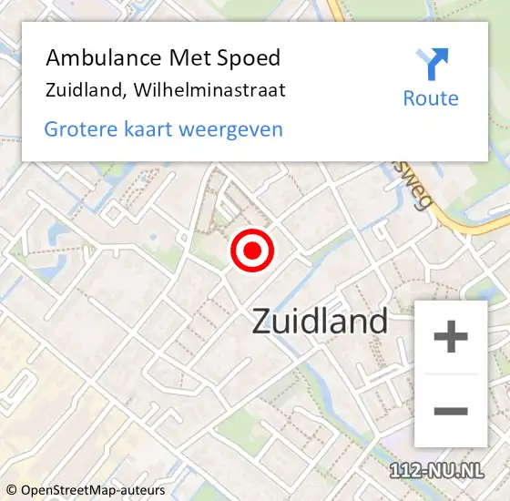 Locatie op kaart van de 112 melding: Ambulance Met Spoed Naar Zuidland, Wilhelminastraat op 21 januari 2024 10:49