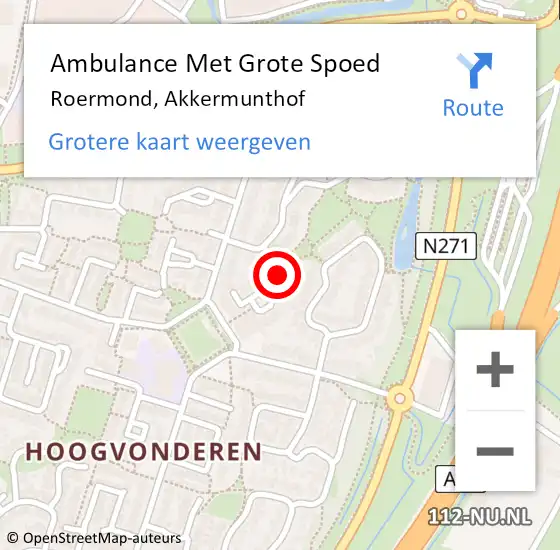 Locatie op kaart van de 112 melding: Ambulance Met Grote Spoed Naar Roermond, Akkermunthof op 21 januari 2024 11:02