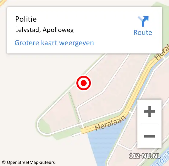 Locatie op kaart van de 112 melding: Politie Lelystad, Apolloweg op 21 januari 2024 11:05