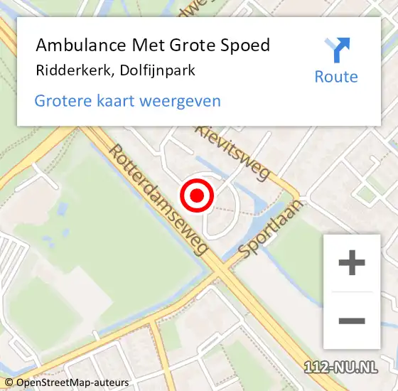 Locatie op kaart van de 112 melding: Ambulance Met Grote Spoed Naar Ridderkerk, Dolfijnpark op 21 januari 2024 11:13