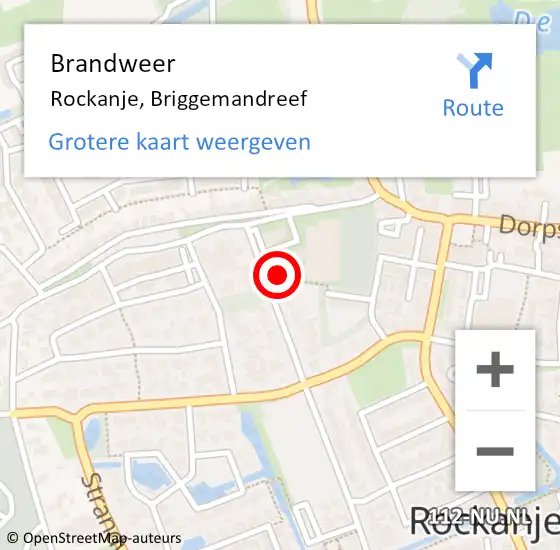 Locatie op kaart van de 112 melding: Brandweer Rockanje, Briggemandreef op 21 januari 2024 11:29