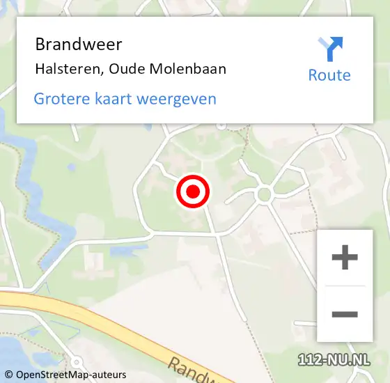 Locatie op kaart van de 112 melding: Brandweer Halsteren, Oude Molenbaan op 21 januari 2024 11:47