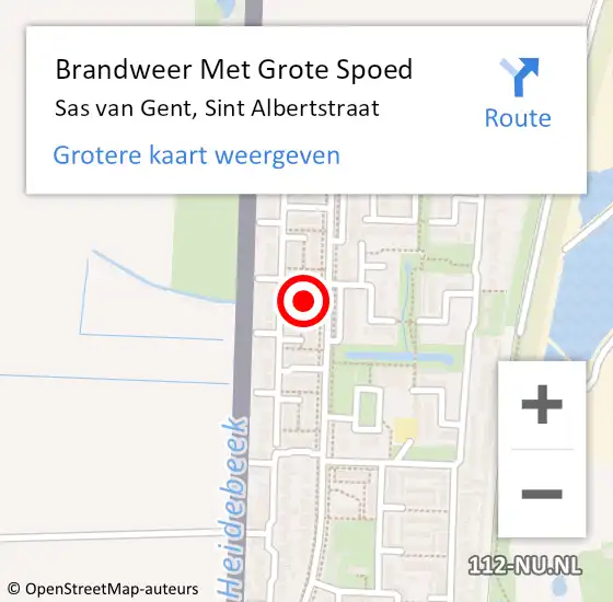 Locatie op kaart van de 112 melding: Brandweer Met Grote Spoed Naar Sas van Gent, Sint Albertstraat op 21 januari 2024 11:58