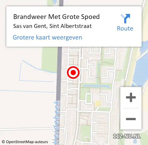 Locatie op kaart van de 112 melding: Brandweer Met Grote Spoed Naar Sas van Gent, Sint Albertstraat op 21 januari 2024 12:11
