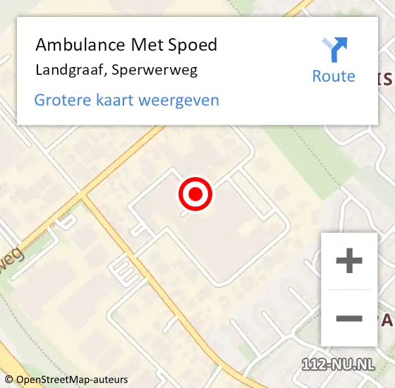 Locatie op kaart van de 112 melding: Ambulance Met Spoed Naar Landgraaf, Sperwerweg op 22 september 2014 22:53