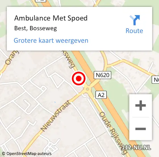 Locatie op kaart van de 112 melding: Ambulance Met Spoed Naar Best, Bosseweg op 21 januari 2024 12:39
