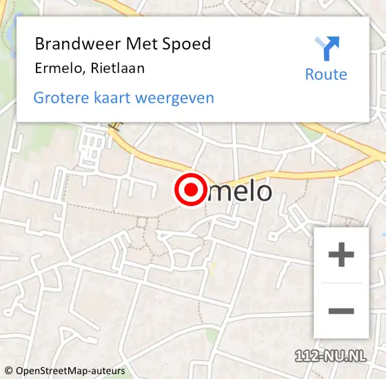 Locatie op kaart van de 112 melding: Brandweer Met Spoed Naar Ermelo, Rietlaan op 21 januari 2024 13:04