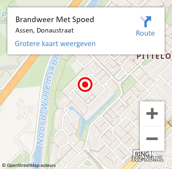 Locatie op kaart van de 112 melding: Brandweer Met Spoed Naar Assen, Donaustraat op 21 januari 2024 13:07