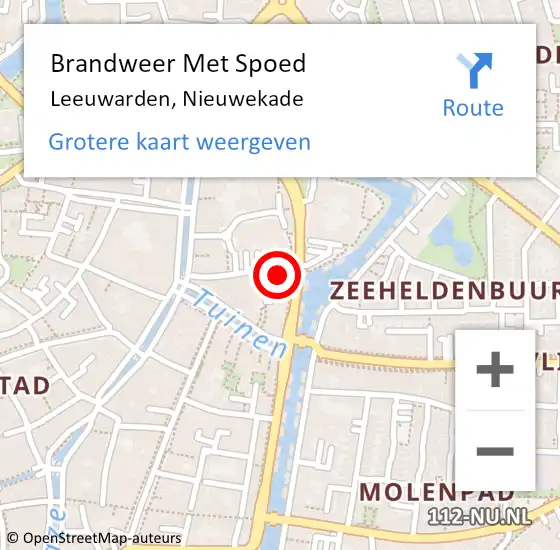 Locatie op kaart van de 112 melding: Brandweer Met Spoed Naar Leeuwarden, Nieuwekade op 22 september 2014 22:58