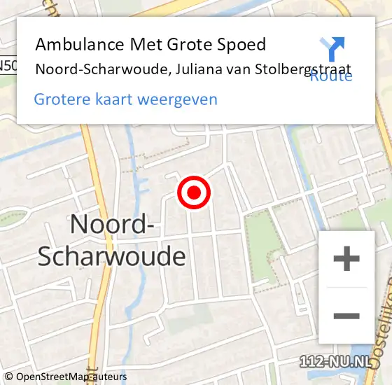 Locatie op kaart van de 112 melding: Ambulance Met Grote Spoed Naar Noord-Scharwoude, Juliana van Stolbergstraat op 21 januari 2024 13:07