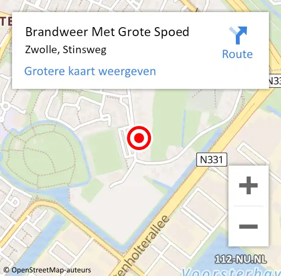 Locatie op kaart van de 112 melding: Brandweer Met Grote Spoed Naar Zwolle, Stinsweg op 21 januari 2024 13:09