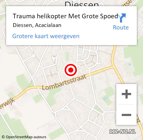 Locatie op kaart van de 112 melding: Trauma helikopter Met Grote Spoed Naar Diessen, Acacialaan op 21 januari 2024 13:20