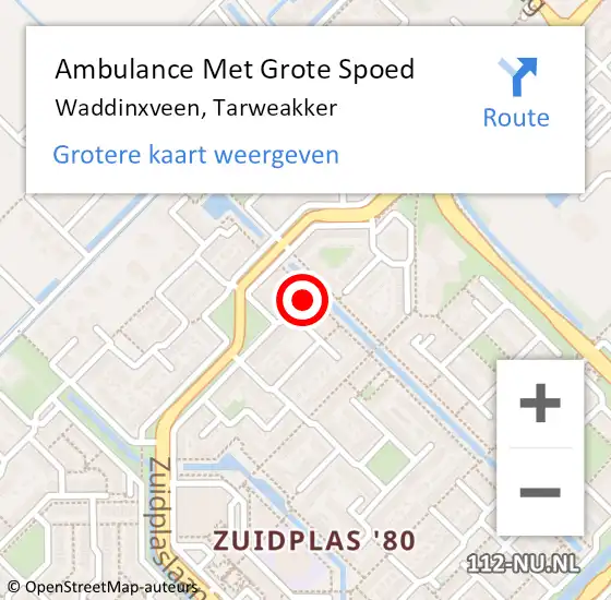 Locatie op kaart van de 112 melding: Ambulance Met Grote Spoed Naar Waddinxveen, Tarweakker op 22 september 2014 23:01