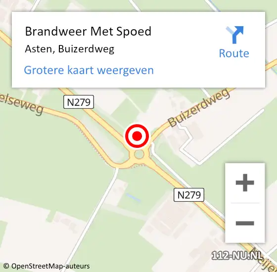 Locatie op kaart van de 112 melding: Brandweer Met Spoed Naar Asten, Buizerdweg op 21 januari 2024 13:26