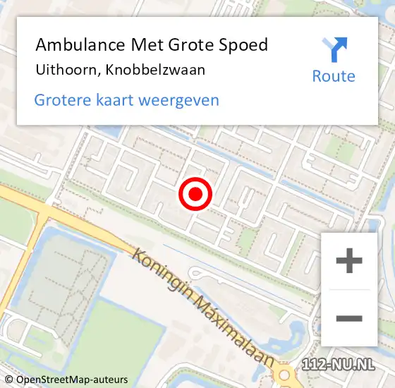 Locatie op kaart van de 112 melding: Ambulance Met Grote Spoed Naar Uithoorn, Knobbelzwaan op 21 januari 2024 13:27