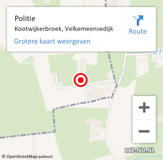 Locatie op kaart van de 112 melding: Politie Kootwijkerbroek, Velkemeensedijk op 21 januari 2024 13:49