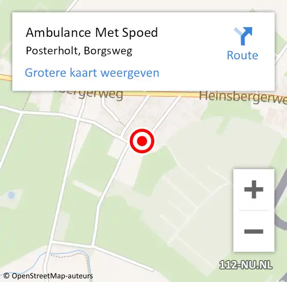 Locatie op kaart van de 112 melding: Ambulance Met Spoed Naar Posterholt, Borgsweg op 21 januari 2024 13:57