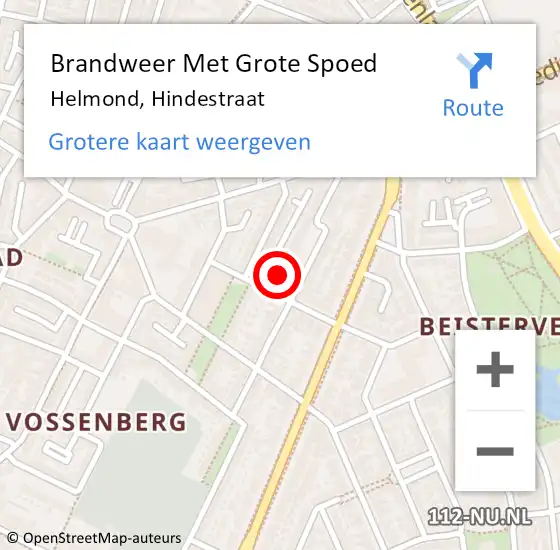 Locatie op kaart van de 112 melding: Brandweer Met Grote Spoed Naar Helmond, Hindestraat op 21 januari 2024 14:24