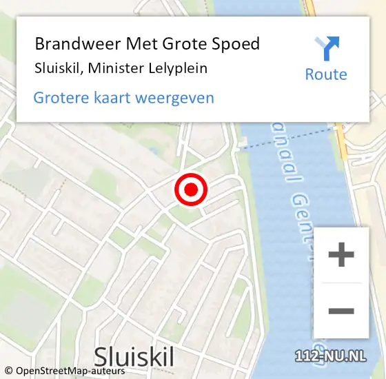 Locatie op kaart van de 112 melding: Brandweer Met Grote Spoed Naar Sluiskil, Minister Lelyplein op 21 januari 2024 15:05