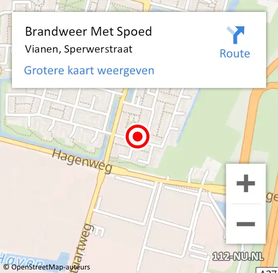 Locatie op kaart van de 112 melding: Brandweer Met Spoed Naar Vianen, Sperwerstraat op 21 januari 2024 15:11